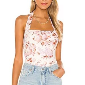 XS REVOLVE Floral Halter Bodysuit